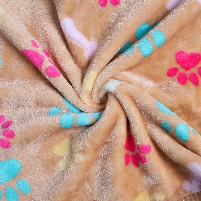 Luciphia 1 Pack 2 Pet Blankets for Dogs Cats, Fleece Print Dog Cat Blankets for Small Medium Large Puppy Kitten, Bone Grey Brown Small (23x16 inch)