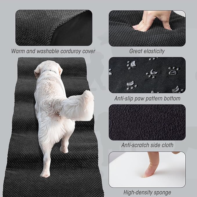 Foam 5 Tier Dog Steps&Stairs for High Beds 25 inches High, Tall Extra Wide Pet Stairs/Steps for High Beds/Bedsides,Non-Slip Dog Ramps for Small Dogs, for Older Dogs/Cats Injured(Black)