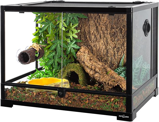 REPTIZOO Reptile Hide Cave Resin Hollow Tree Trunk Hideout Hermit Crab Climbing Toys Reptile Shelter Sleeping Cave for Arboreal Reptiles, Hermit Crabs, Leopard Gecko, Lizard Terrarium Decor