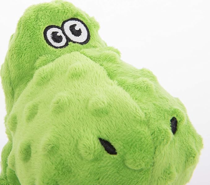 goDog Dinos T-Rex Squeaky Plush Dog Toy, Chew Guard Technology - Green, Large