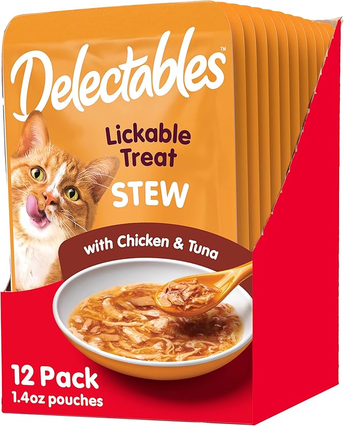 Hartz Delectables Stew Lickable Wet Cat Treats for Adult & Senior Cats, Chicken & Tuna, 1.4 Ounce (Pack of 12)