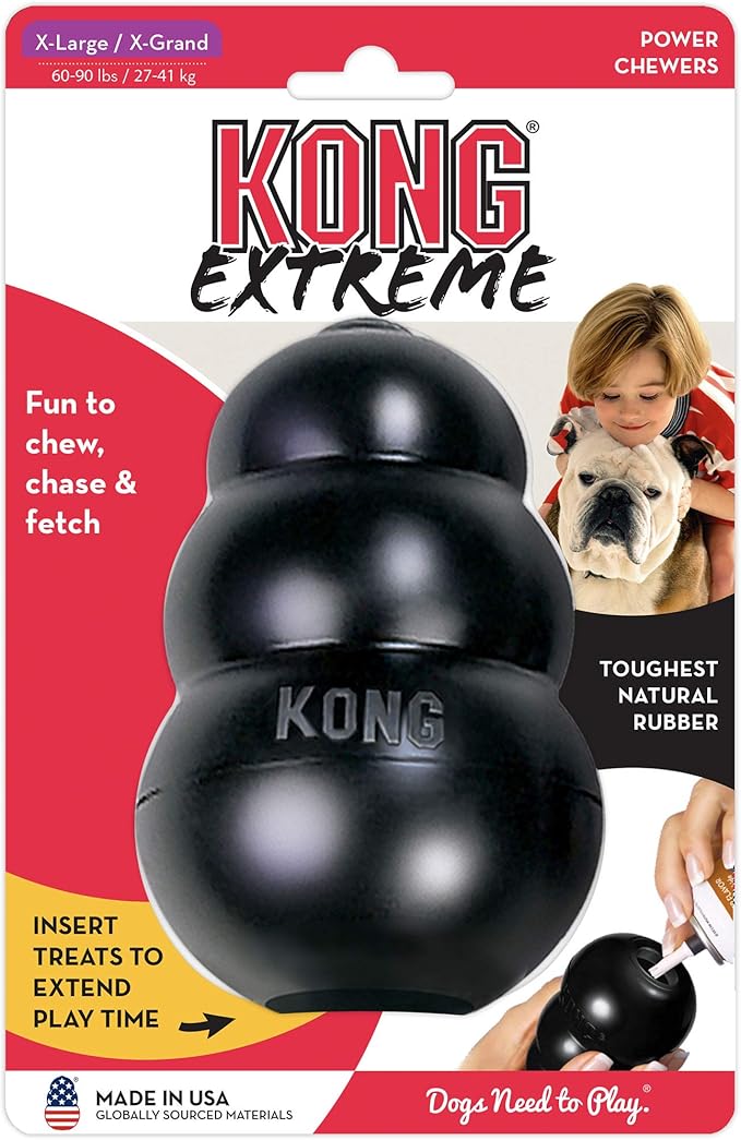 KONG Extreme Dog Toy - Fetch & Chew Toy - Treat-Filling Capabilities & Erratic Bounce for Extended Play Time Most Durable Natural Rubber Material - for Power Chewers - for X-Large Dogs