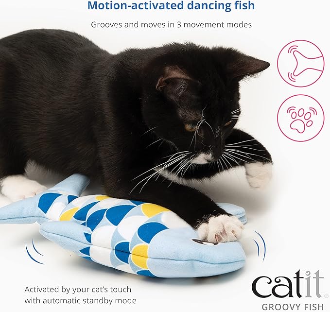 Catit Groovy Fish Interactive Cat Toy with Catnip, Pink