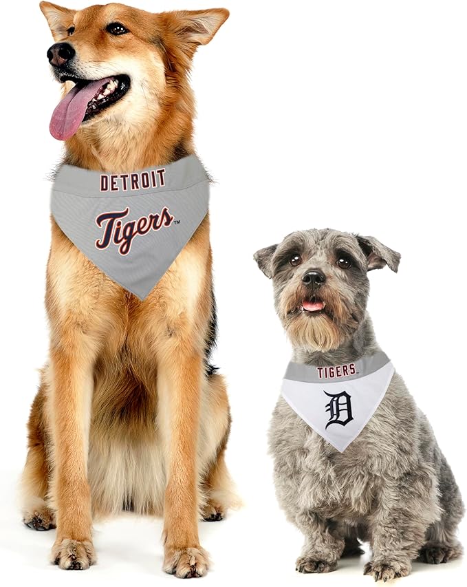 Pets First TIG-3217-L-XL MLB Detroit Tigers Reversible Pet Bandana, Large/X-Large, MLB Team Color