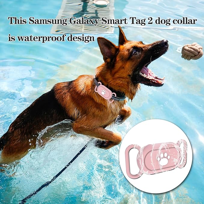 2 Pack Waterproof Dog Collar Holder Compatible with Samsung Galaxy SmartTag2, Silicone GPS Tracker Hidden Loop Holder for Samsung Smart Tag2, Anti-Lost Dog Collar Samsung Tag2 Case(Pink Blue)