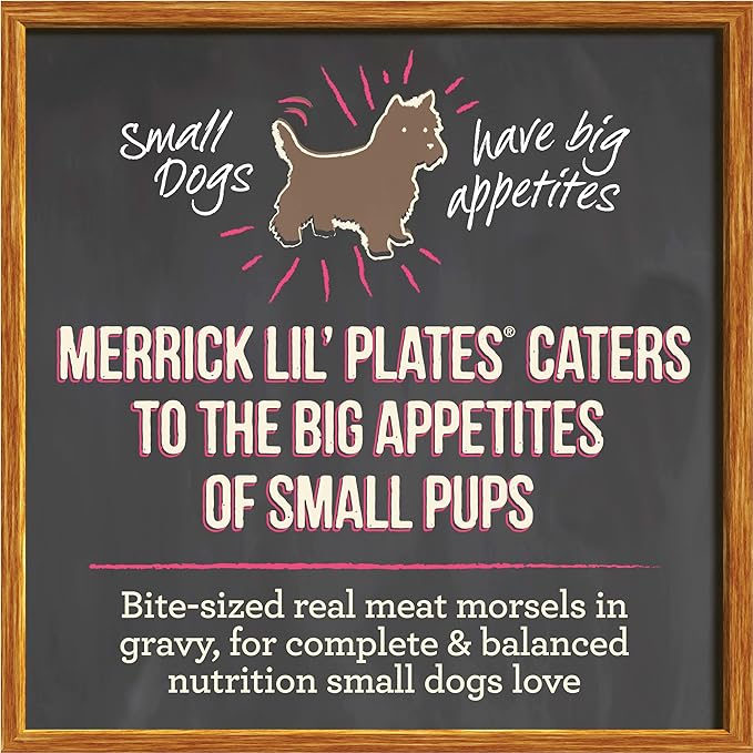 Merrick Lil’ Plates Grain Free Dinner Duos Soft Natural Wet Small Dog Food Variety Pack, Beef and Chicken - (Pack of 1) 2.6 lb. Tubs