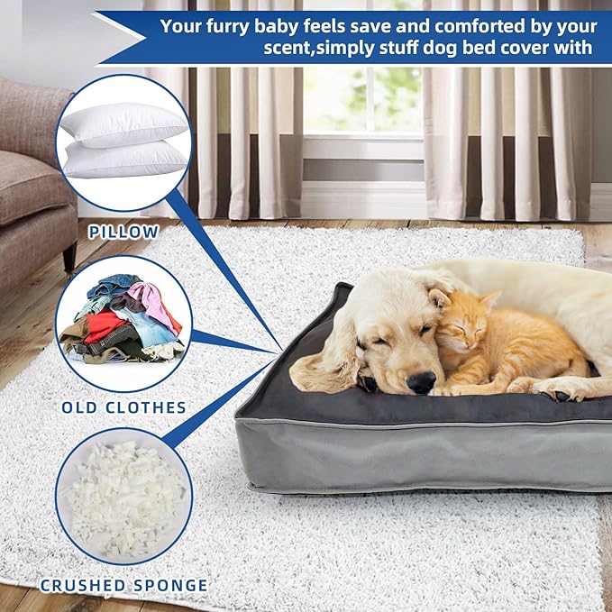 Dog Bed Cover, Comfortable and Quiet Dog Bed Covers for Pet Mat Bed,Washable Removable Cover，Faux Leather Pet Nest, 36" L x 27" W x 3" H ，Cover Only
