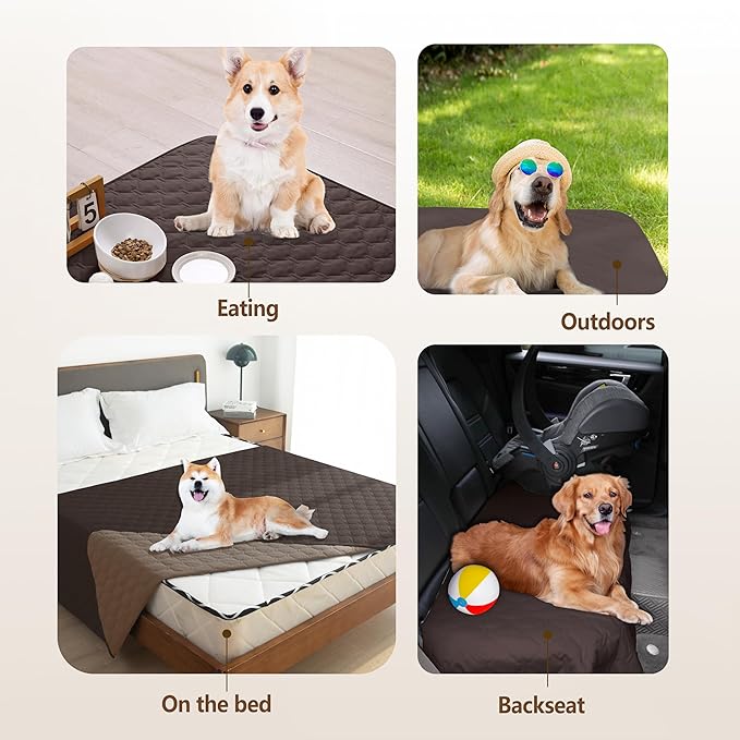 gogobunny 100% Double Sided Waterproof Dog Blanket Soft Pet Bed Cover Reversible Protect Furniture Couch Sofa Car for Puppy Dog Cat (Dark Coffee/Light Coffee, 30x30 Inch (Pack of 1))