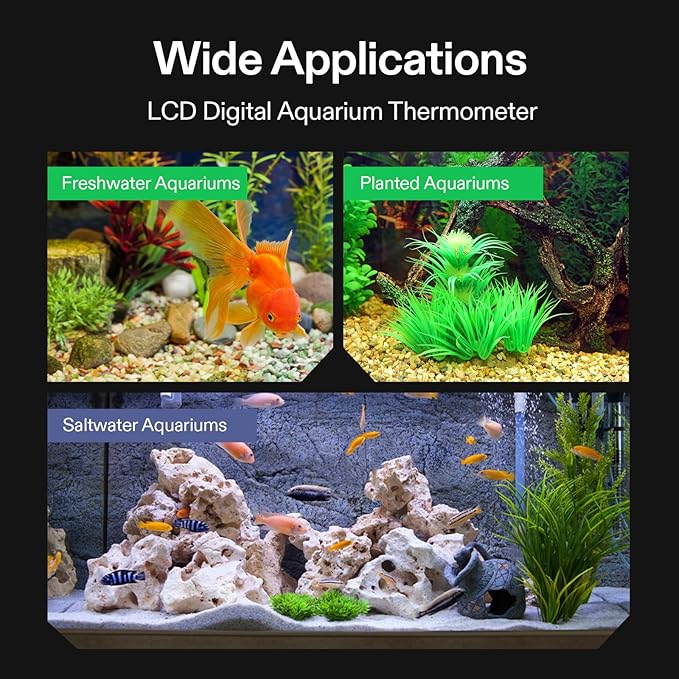 VIVOSUN 2-Pack LCD Digital Aquarium Thermometer Fish Tank Water Terrarium Temperature with Suction Cup for Turtle