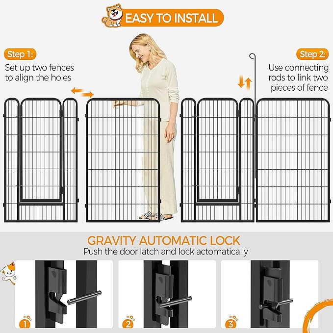 Yaheetech Dog Playpen Outdoor, 6 Panel Dog Fence 47" Indoor Pet Pen for Large/Medium/Small Dogs Heavy Duty Pet Exercise Pen for Puppy/Rabbit/Small Animals Portable Playpen for RV Camping Garden Yard