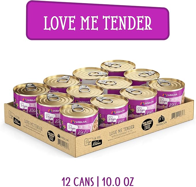 Weruva Dogs in The Kitchen, Love Me Tender with Chicken Breast Wet Dog Food, 10oz Can (Pack of 12)