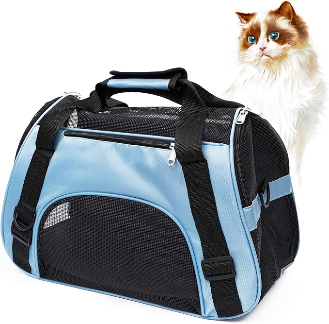 Pet Carrier Soft-Sided Carriers for Cat Carriers Dog Carrier for Small Medium Cats Dogs Puppies Pet Carrier Airline Approved up to 15 Lbs Cat Dog Pet Travel Carrier (Small, Blue) 1