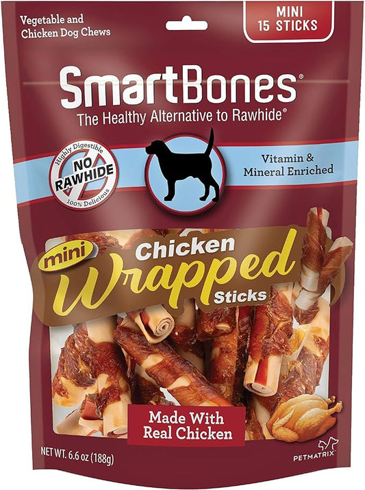 SmartBones Chicken-Wrapped Sticks, Treat Your Dog to a Rawhide-Free Chew Made with Real Chicken and Vegetables