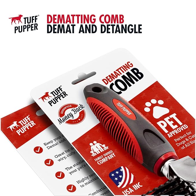 Detangling Comb For Dogs & Cats – Dematting Tool For Dogs Easily & Safely Remove Dead, Matted Or Knotted Hair | Ergonomic, No-Slip Safety Handle Provides Precision Control Against The Toughest Knots