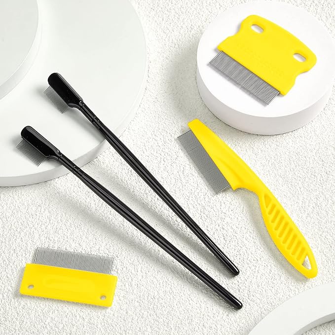 5 Pieces Dog Eye Combs Tear Stain Remover Combs Pet Grooming Comb for Small Dogs Gently Removing Eye Mucus and Crust (Yellow, Black)