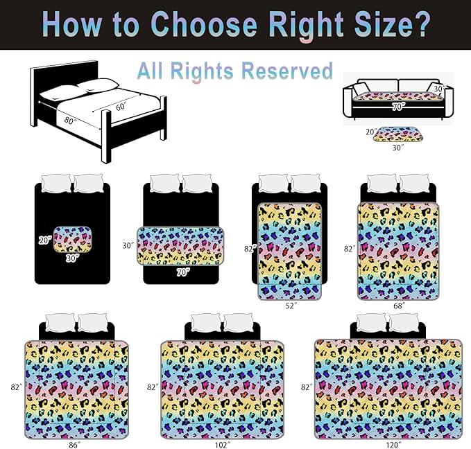 Waterproof Dog Bed Cover 52x82inch Reversible Pad Reusable Camping Mat for Kids/Pet/Dog/Cat Washable Geometric Embroidery Blanket Patchwork Rainbow Leopard Printed+Gray