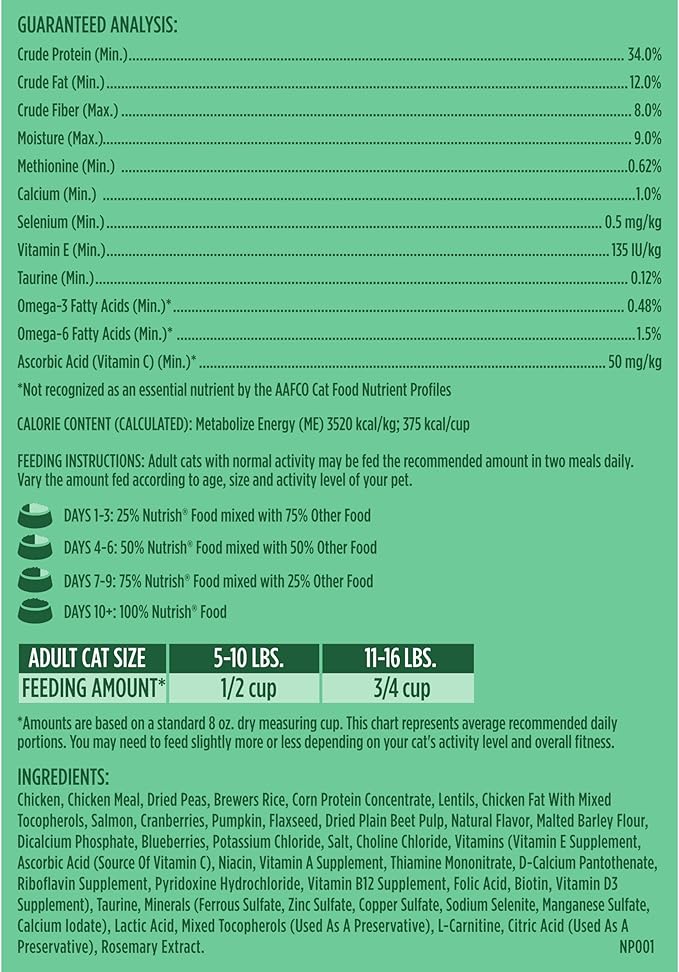 Rachael Ray Nutrish Indoor Complete Premium Natural Dry Cat Food with Added Vitamins, Minerals & Other Nutrients, Chicken with Lentils & Salmon Recipe, 14 Pounds (Packaging May Vary)