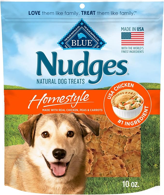 Blue Buffalo Nudges Homestyle Natural Dog Treats Made with Real Chicken, Made in the USA, Chicken, 10-oz. Bag