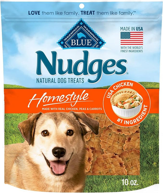 Blue Buffalo Nudges Homestyle Natural Dog Treats Made with Real Chicken, Made in the USA, Chicken, 10-oz. Bag