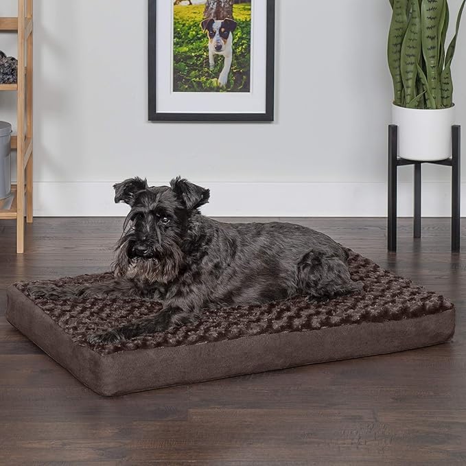 Furhaven Memory Foam Dog Bed for Medium/Small Dogs w/ Removable Washable Cover, For Dogs Up to 35 lbs - Ultra Plush Faux Fur & Suede Mattress - Chocolate, Medium