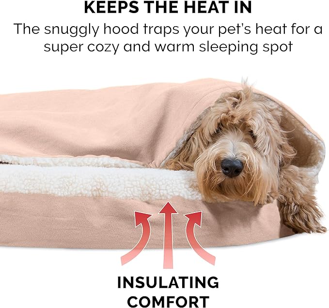 Furhaven 44" Round Cooling Gel Dog Bed for Large Dogs w/ Removable Washable Cover, For Dogs Up to 80 lbs - Sherpa & Suede Snuggery - Cream, 44-inch