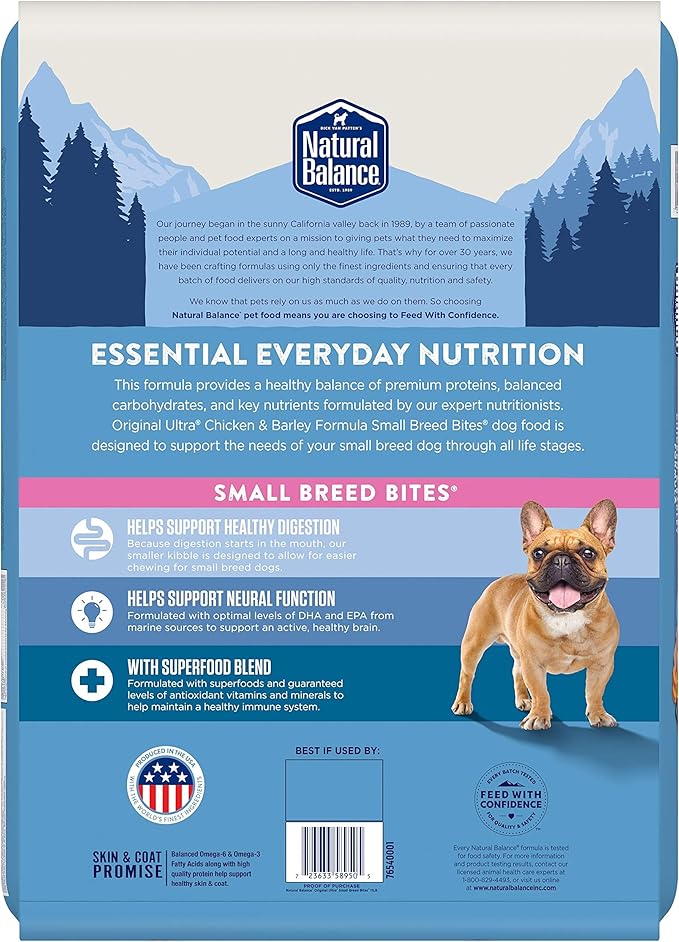 Natural Balance Original Ultra Chicken & Barley Small-Breed Bites Dry Dog Food 11 Pound (Pack of 1)