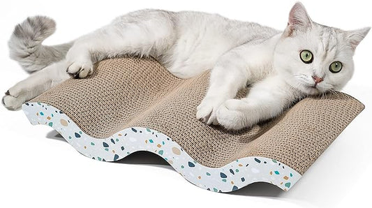 Conlun Cat Scratcher Cardboard Cat Scratch Pad with Premium Scratch Textures Design Durable Cat Scratching Pad Reversible Mountain 17L x 9W x 2.6H