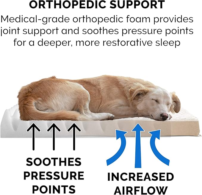Furhaven Orthopedic Dog Bed for Large Dogs w/ Removable Washable Cover, For Dogs Up to 95 lbs - Ultra Plush Faux Fur & Suede Mattress - Cream, Jumbo/XL
