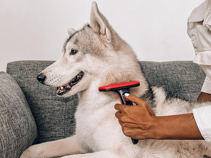 Tuff Pupper Self Cleaning Slicker Brush For Dogs & Cats | One Button Auto Clean | The Ultimate Pet Brush for Removing Loose Fur | Reduces Shedding by up to 95% Deshedding Tool for Long & Short Hair