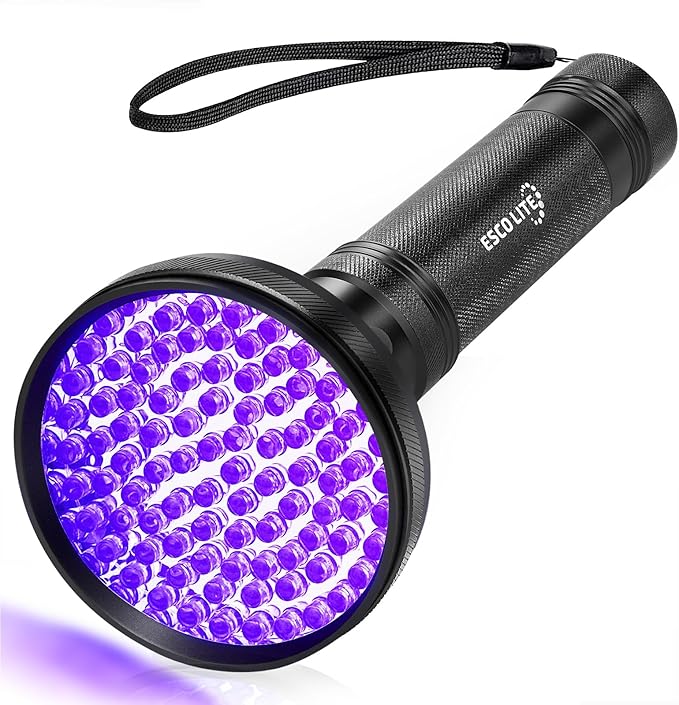 Escolite UV Flashlight Black Light, 100 LED 395 nM Ultraviolet Flashlights UV blacklight Detector for Dog Urine, Pet Stains and Bed Bug, Matching with Pet Odor Eliminator