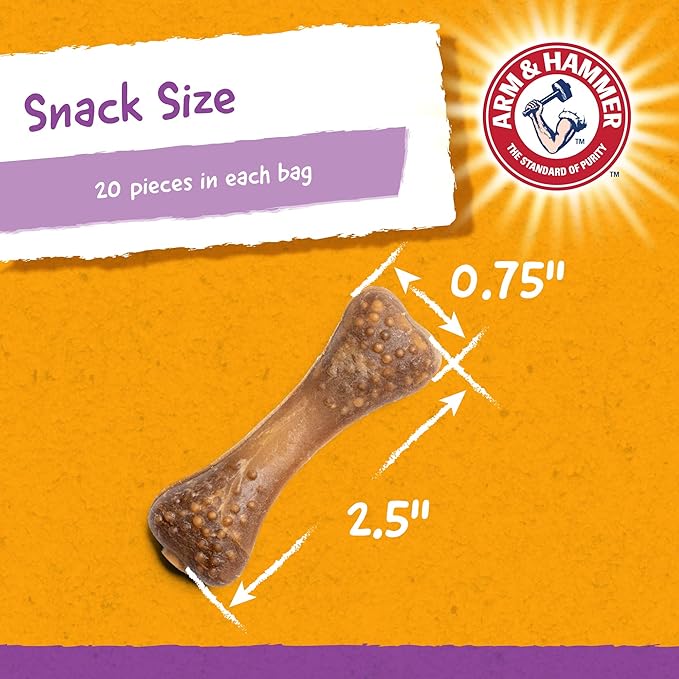 Arm & Hammer For Pets Nubbies Dental Treats for Dogs | Dental Chews Fight Bad Breath, Plaque & Tartar without Brushing | Baking Soda Enhanced Chicken Flavor Dog Treats, 20 Pcs (Packaging may vary)