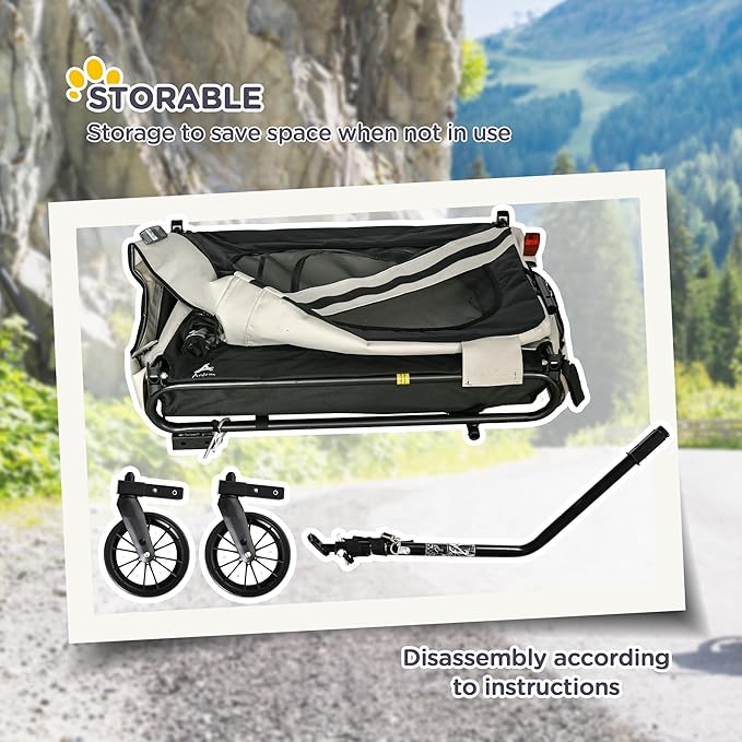 Aosom 2-in-1 Pet Bike Trailer for Small Dogs, Road-Visibility Bicycle Stroller, Weather-Strong Bike Wagon Trailer Sidecar Attachment