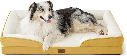 Bedsure Orthopedic Dog Bed for Extra Large Dogs - XL Washable Dog Sofa Beds Large, Supportive Foam Pet Couch Bed with Removable Washable Cover, Waterproof Lining and Nonskid Bottom, Spicy Mustard