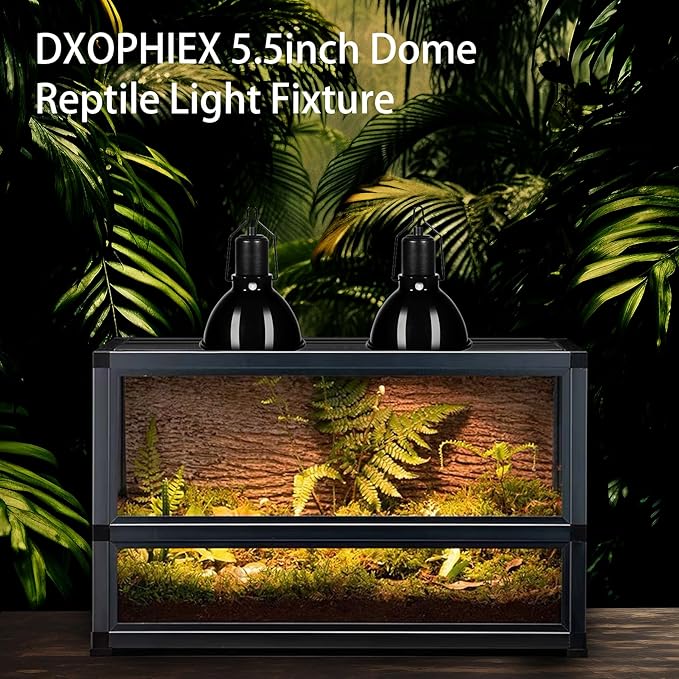 5.5inch Shallow Dome Reptile Light Fixture Reptile Heat Lamp Terrarium Reptile UVB Light Fixture for Bearded Dragon, Lizard, Hermit Crab, Turtle Tank and Vivarium（Max 100W）