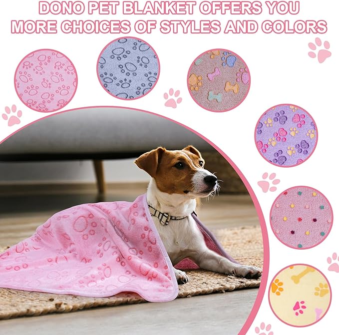 Dono 1 Pack 3 Dog Blankets, Soft Fluffy Fleece Pet Blanket Warm Sleep Mat Paw Print Design Puppy Kitten Throw Blanket Doggy Mat, Blanket for Dogs