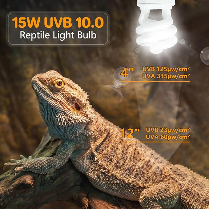 Lucky HERP UVA UVB Reptile Light 10.0, Desert UVB 150 Compact Fluorescent Lamp 15W