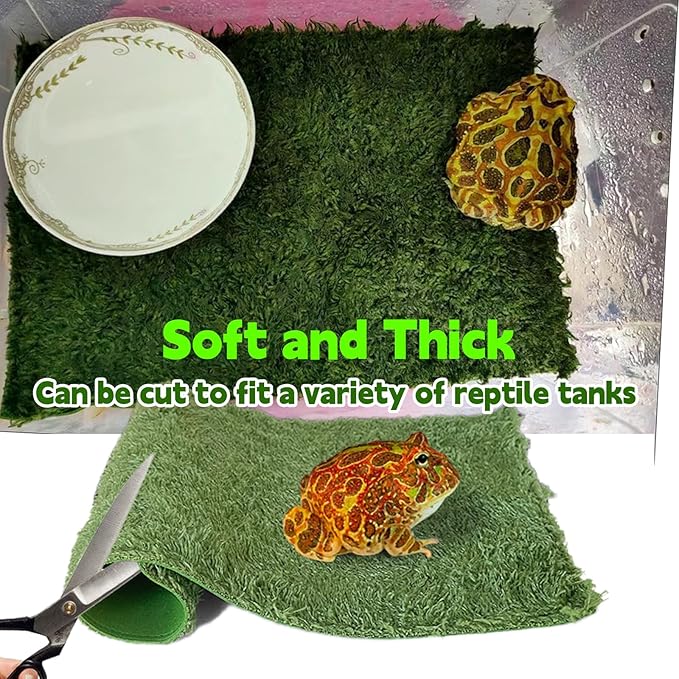 kathson 4pcs Reptile Carpet Terrarium Liner Tortoise Bedding Reptile Substrate Liner Mat Pet Cage Mats Supplies for Lizard Snake Bearded Dragon Gecko Chameleon Turtle Iguana (11.81 X 7.87 in)