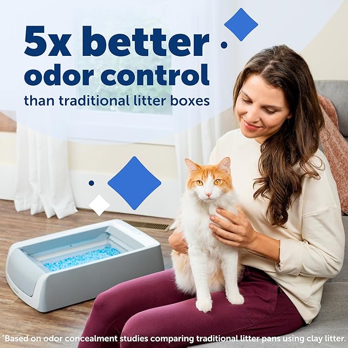 PetSafe ScoopFree Crystal Pro Front-Entry Self-Cleaning Cat Litter Box - Never Scoop Litter Again - Hands-Free Cleanup with Disposable Crystal Tray - Less Tracking, Better Odor Control