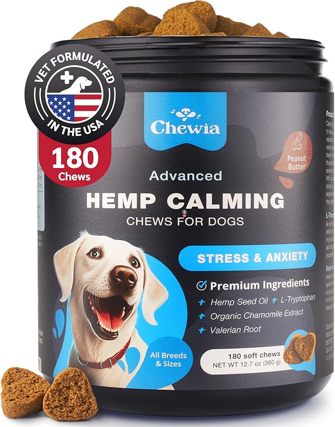 Hemp Сalming Сhews for Dogs Anxiety Relief - Anxiety Relief for Dogs - Dog Calming Chews - Calming Dog Treats for Storms, Separation, Fireworks, Vet Visits, Travel, Grooming - Dog Anxiety Chews