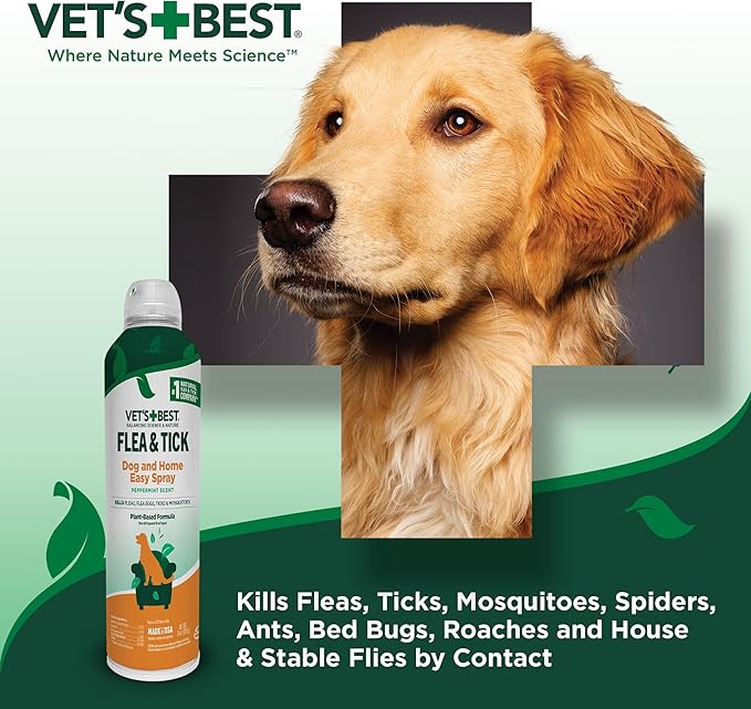 Vet's Best Flea and Tick Home Spray - Dog Flea and Tick Treatment for Home - Plant-Based Formula - Certified Natural Oils - 14 oz