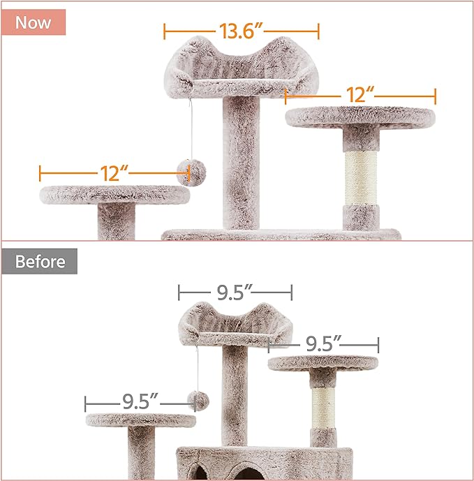 Yaheetech 54in Cat Tree, Cat Tower with Double Cat Condo, Sisal Scratching Posts, and Dangling Balls, Cat Furniture Kitten Play House