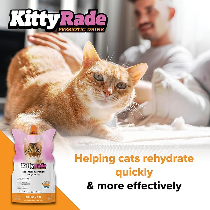 KittyRade – Delicious, Healthy Prebiotic, Isotonic Drink for Cats, Electrolytes | Reliable Hydration Drink for Cats & Low Calorie | Cat Health Supplement | Resealable Packs | KittyRade (250ml x 3)
