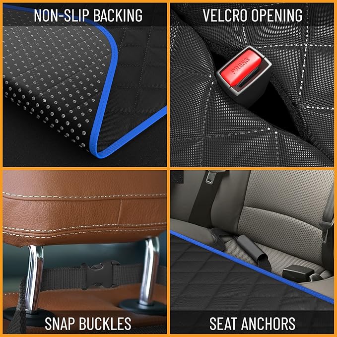 Active Pets Dog Car Seat Cover for Back Seat. Car Seat Protector Dog Hammock for Car - Waterproof Pet Back Seat Cover for Trucks, Sedans & SUVs - Use with Chom Chom Roller Pet Hair Remover. Blue, XL