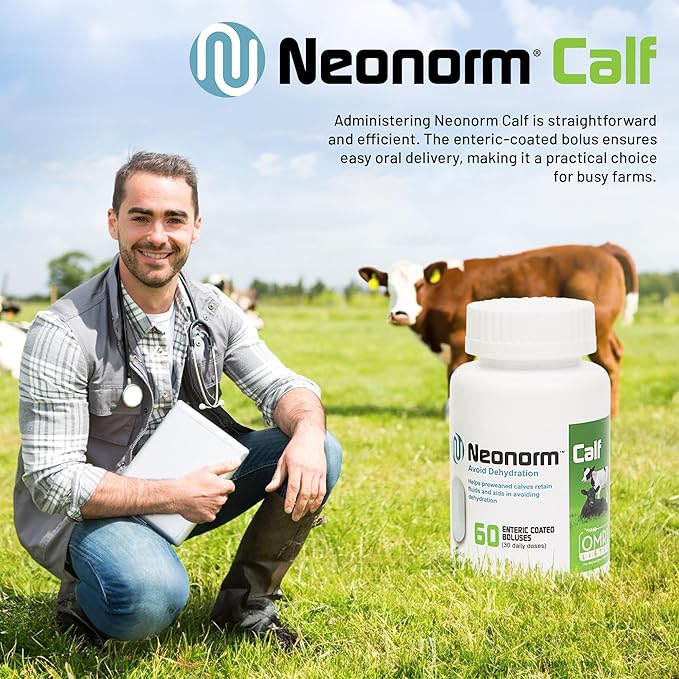 Jaguar Animal Health Neonorm Calf - Enteric Coated Supplement Boluses for Proper Hydration & Bowel Health - Plant-Based Product for Pre-Weaned Calves (60 Count)