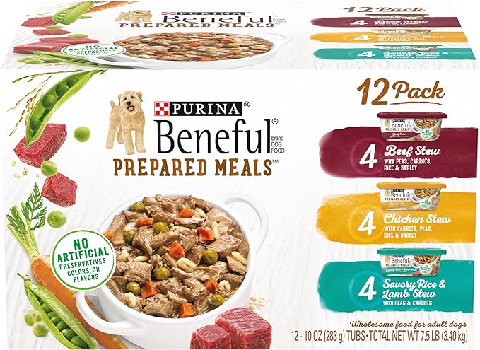 Purina Beneful Gravy Wet Dog Food Variety Pack, Prepared Meals Stew - (12) 10 oz. Tubs