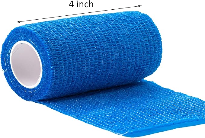12 Pack Cohesive Bandage Tape, Self Adherent Vet Wrap, Flexible Athletic Self Adhesive Bandage Wrap for Handle Grip, Sports, Swelling, Injuries(4 inch, Blue)