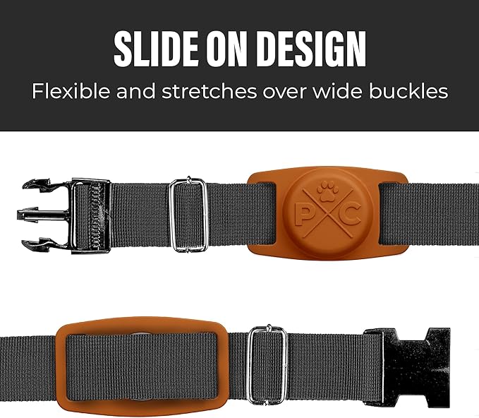 Pup Culture AirTag Dog Collar Holder, Extra-Durable, Lightweight, and Protective AirTag Case for Dog Collar - Track Your Pet Using an Apple AirTag - Dog Collar AirTag Holder- Orange 1.5 Inch Collar