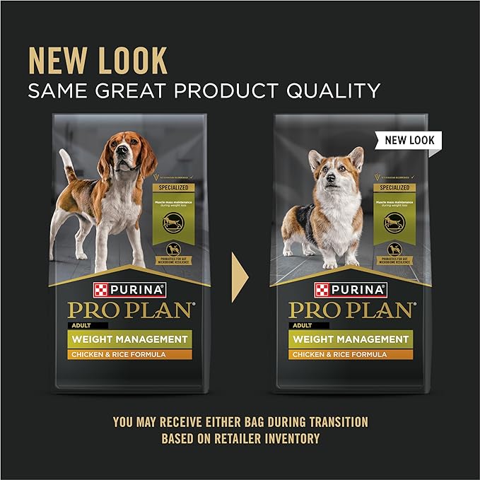Purina Pro Plan Weight Management Dog Food With Probiotics for Dogs, Chicken & Rice Formula - 34 lb. Bag