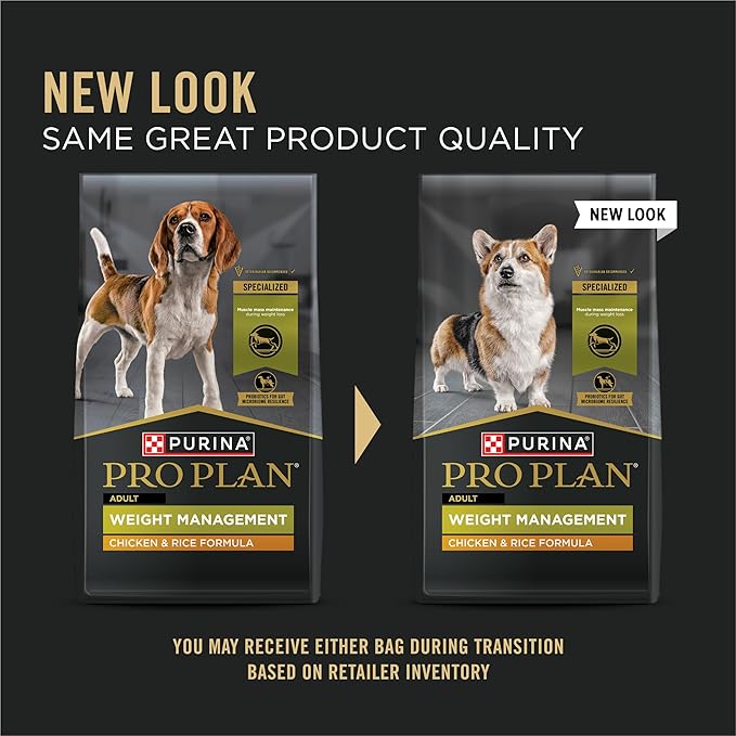 Purina Pro Plan Weight Management Dog Food With Probiotics for Dogs, Chicken & Rice Formula - 18 lb. Bag