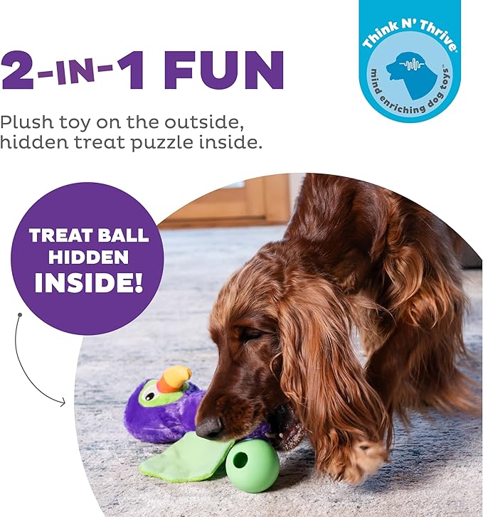 Outward Hound Nina Ottosson Hide-Ablez Interactive Plush Dog Puzzle with Treat Ball Dog Enrichment Toys, Plush, Toucan, Multicolored